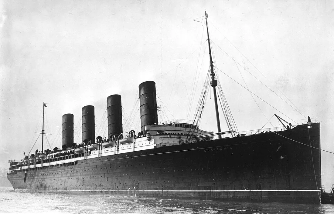 RMS Lusitania coming into port, possibly New York (Bain News Service)