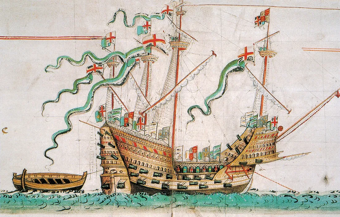 The Mary Rose as drawn in the Anthony Roll